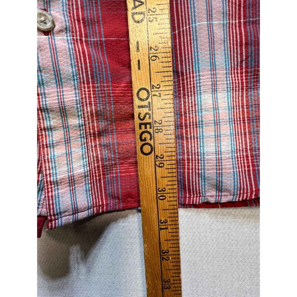 Eddie Bauer Men's Button Up Shirt Short Sleeve Size 2XL Red White Plaid Pockets - Picture 6 of 9